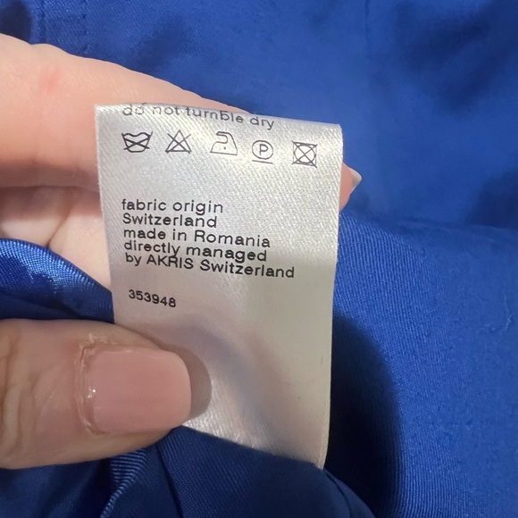 Akris Punto Baumwolle-Cotton Blue Dress w/ Zip Front A-Line Pleats Sz10Authentic - Picture 8 of 13